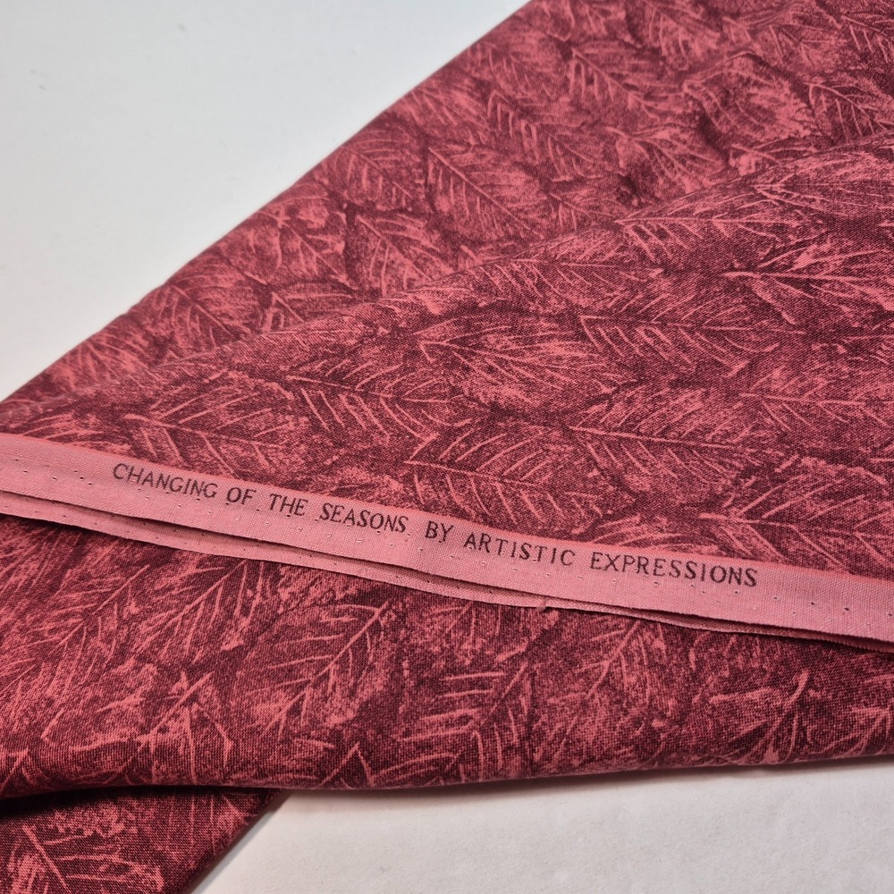 Leaves Earth Tones Seasons Cotton Fabric Tonal Oxblood Blender 2 Yards - Picture 4 of 5